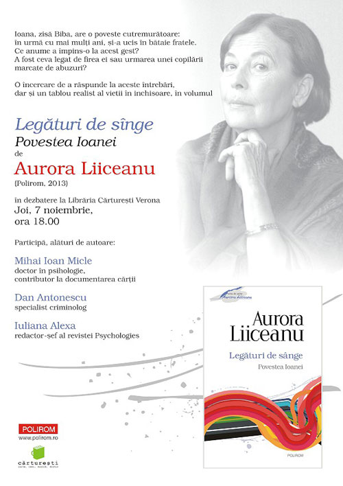 Dezbatere cu Aurora Liiceanu la Carturesti Verona: “Legaturi de singe. Povestea Ioanei”