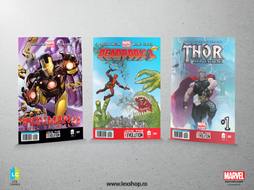 Benzile desenate Marvel cu Iron Man, Thor si Deadpool in limba romana disponibile in toata tara