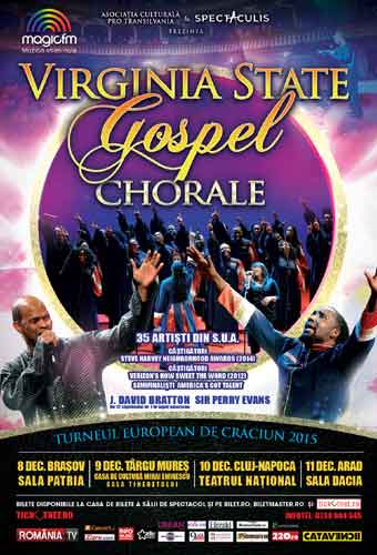 In  luna decembrie, Corul Virginia State Gospel sustine concertul ”Gospel Night” in mai multe orase