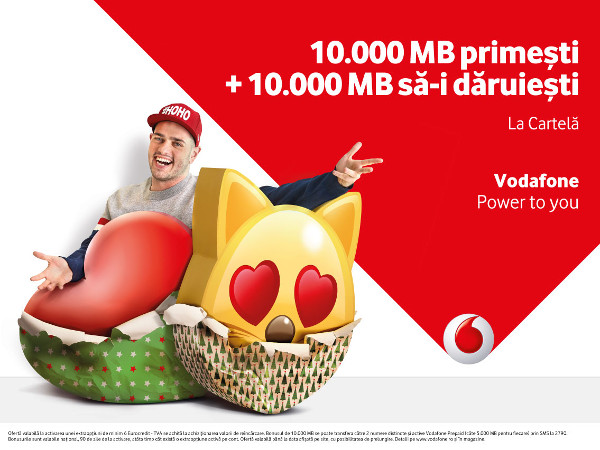 Vodafone oferă bonusuri de 10.000 de MB atât utilizatorilor, cât și prietenilor lor