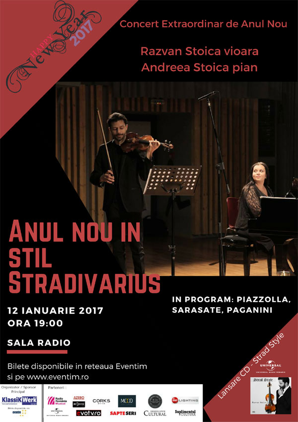 Concert Extraordinar de Anul Nou “Anul Nou in stil STRADIVARIUS” cu Răzvan Stoica și Andreea Stoica