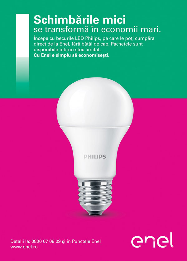 Enel a încheiat un parteneriat cu Philips Lighting pentru a ajuta clienții să își reducă consumul de energie