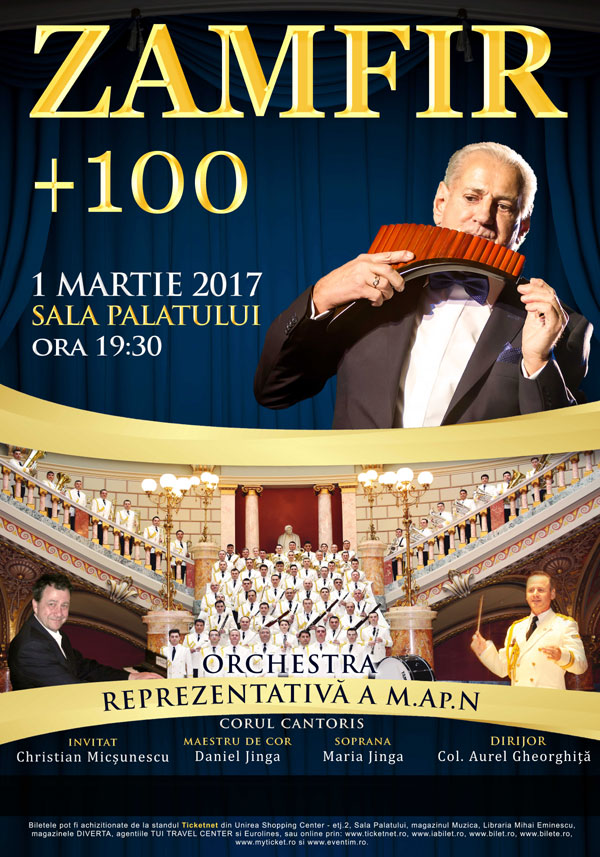 Maestrul Gheorghe Zamfir + 100, în concert extraordinar, la Sala Palatului