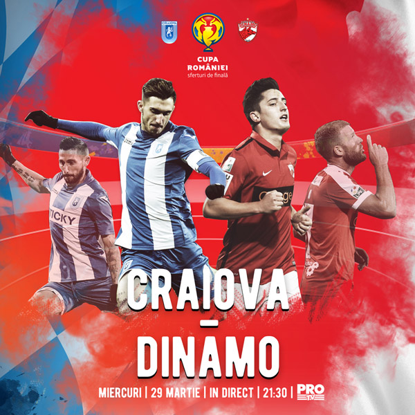 Confruntarea dintre CSU Craiova și Dinamo este în direct la Pro TV, astăzi, de la 21:30