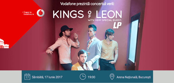 Vodafone România oferă clienților bilete la preț redus și invitații cadou la concertul Kings of Leon