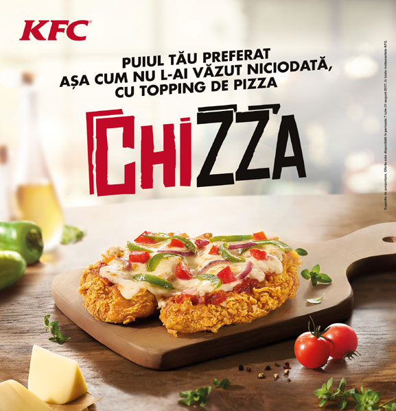 Chizza, cel mai nou produs de la KFC, aduce împreună pieptul de pui delicios şi toppingul de pizza
