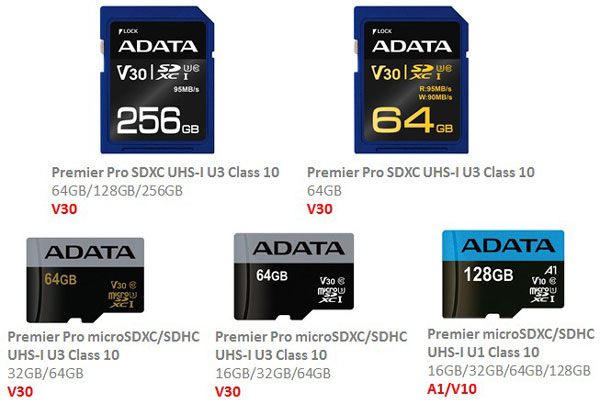 ADATA implementează standardele SD A1 și V10/V30 pe cardurile Premier și Premier Pro