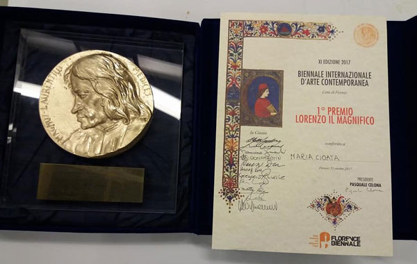 Artista Maria Cioată câștigătoarea Premiului I “Lorenzo Il Magnifico” – categoria artă ceramică, acordat de Florence Biennale 2017 – Bienala Internaţională de Artă Contemporană de la Florenţa