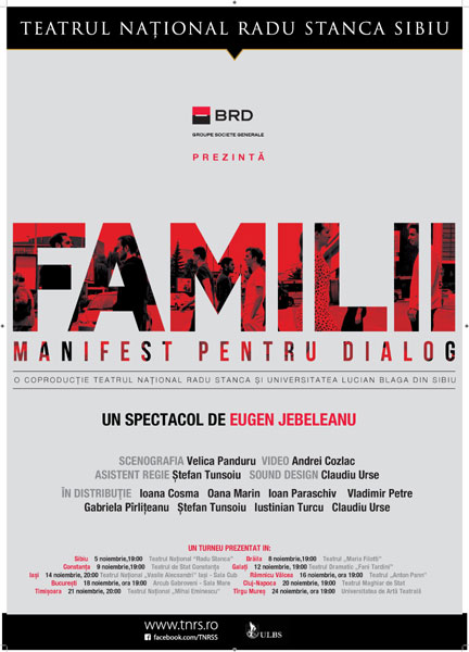 BRD continuă turneul „Manifest pentru dialog” și aduce spectacolul Familii în 10 orașe din România