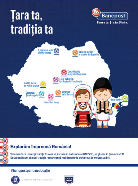 Bancpost lansează campania “Țara ta, Tradiția ta” – primul proiect de educație culturală axat pe promovarea patrimoniului UNESCO din România
