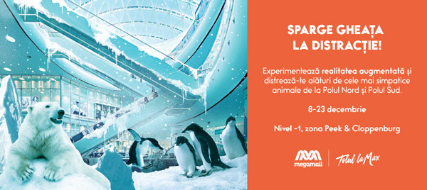 Experimentează Realitatea Augumentată, cu animale de la Polul Nord și Polul Sud, în premieră națională, la Mega Mall