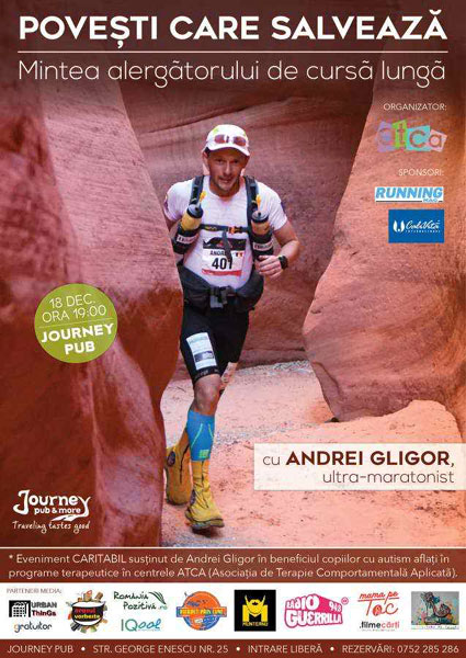 „Mintea alergătorului de cursă lungă” – povești care salvează spuse de ultra-maratonistul Andrei Gligor pentru cauza copiilor cu autism