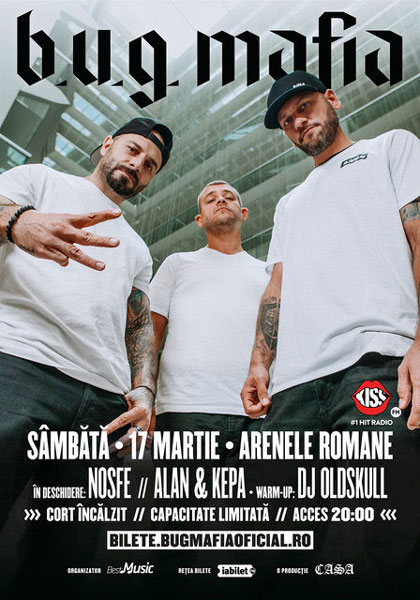 Nosfe, Alan & Kepa și DJ Oldskull vor cânta în deschiderea concertului B.U.G. Mafia de la Arenele Romane