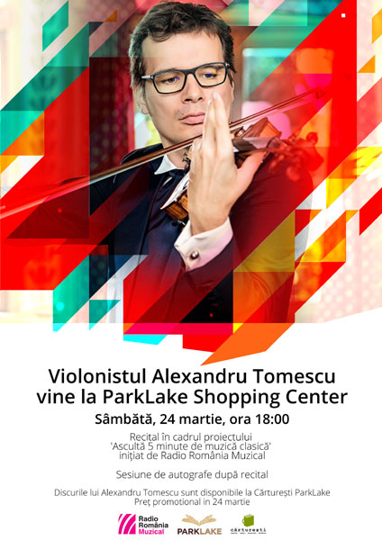 De ziua Radio România Muzical, violonistul Alexandru Tomescu cântă la ParkLake Shopping Center din București, iar în Librăriile Cărturești și Humanitas este Ziua muzicii clasice