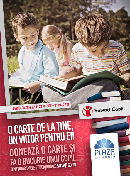Plaza România și Salvați Copiii colectează cărți pentru copiii din medii defavorizate