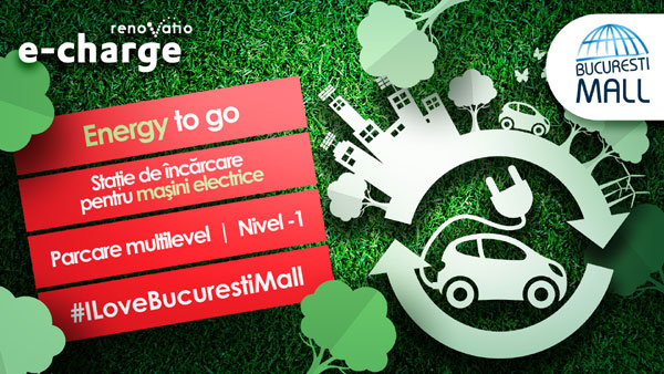 Stație de încărcare gratuită pentru mașini electrice la București Mall
