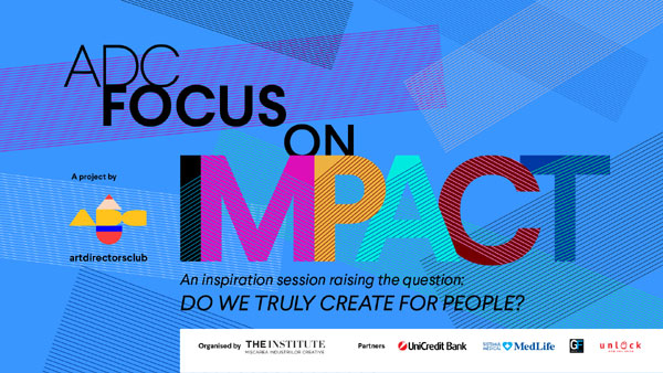 Anu Niemonen (hasan & partners), Kris Hoet (FCB Global) şi Conn Bertish (Cancer Dojo) pe scena „ADC Focus on Impact”