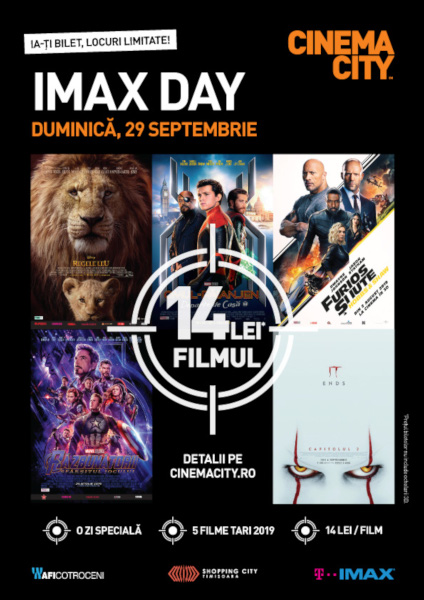 IMAX Day: cele mai tari filme ale anului se întorc duminica aceasta, doar pentru o zi, la un preț special
