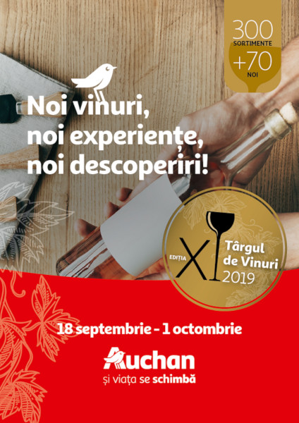 Auchan a deschis astăzi porțile Târgului de Vinuri 2019 și a lansat, în premieră, un sistem de certificare a vinurilor în cooperare cu Vinul.ro300 de vinuri atent selecționate de Auchan și 43 de crame românești partenere