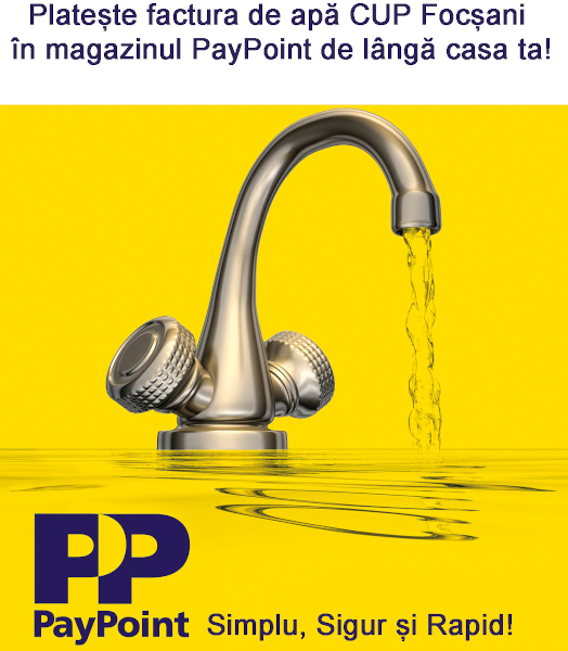 Facturile CUP Focșani pot fi plătite prin PayPoint