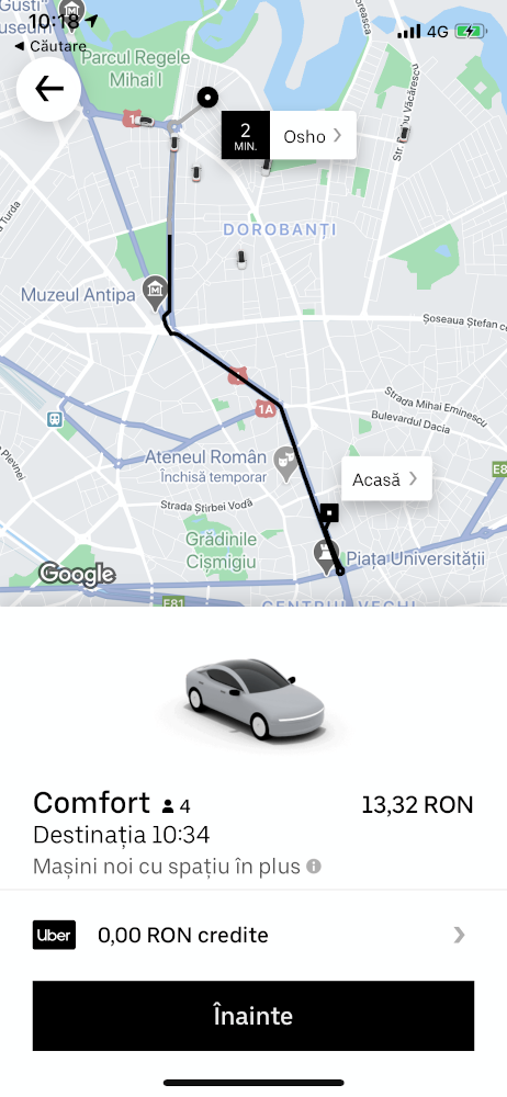 Uber Comfort app