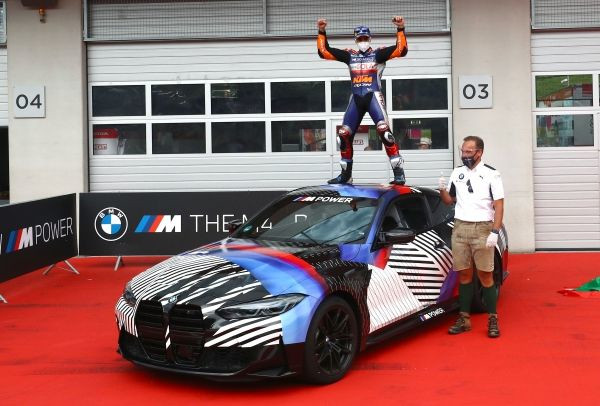 Spielberg (AUT), 23rd August 2020. BMW M GmbH, Official Car of MotoGP, Red Bull Ring, BMW M Grand Prix of Styria, winner Miguel Oliveira, Markus Flasch, CEO of BMW M GmbH, BMW M4 2021