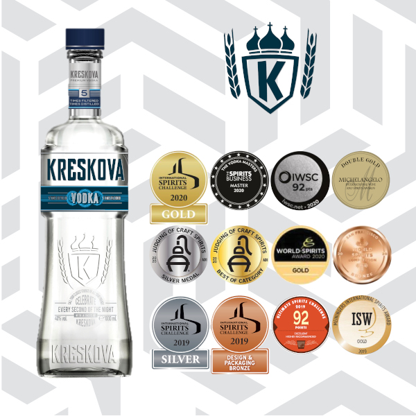 Kreskova Vodka: Medalie Master la The Vodka Masters 2020 şi alte 11 medalii la competiţii prestigioase, desfăşurate pe 3 continente
