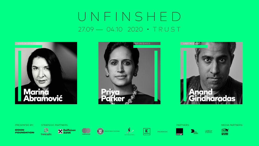 Începe UNFINISHED 2020 – Peste 60 de speakeri, din 21 de țări din întreaga lume, în conversații, performance-uri și workshopuri despre încredere