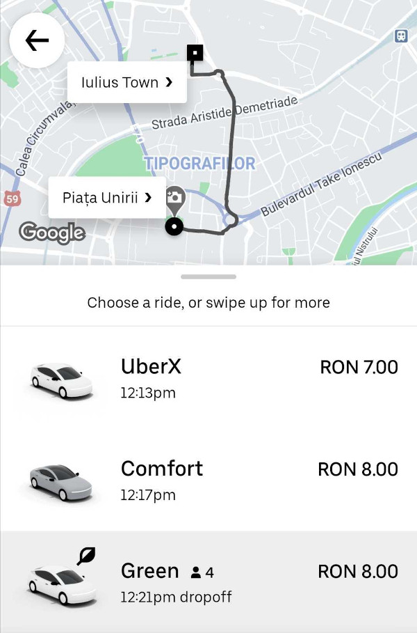 Uber lansează Uber Green în Timișoara