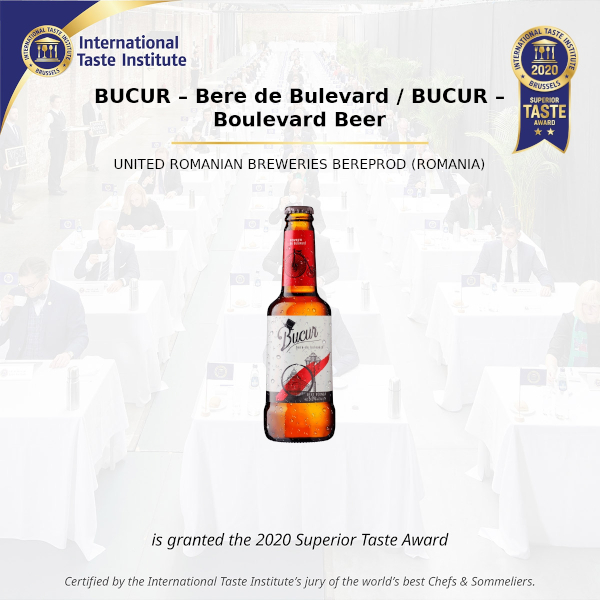 Bucur – bere de bulevard autentic românească – recunoaștere internațională cu premiul The Superior Taste Award 2020