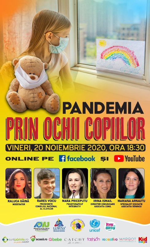 Conferința “Pandemia prin ochii copiilor” va avea loc online, pe data de 20 noiembrie, cu ocazia Zilei Internaționale a Drepturilor Copiilor