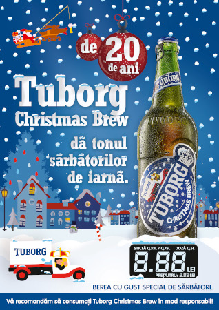 De 20 de ani, Tuborg Christmas Brew este singura bere din România cu gust special de sărbători care prevestește Crăciunul