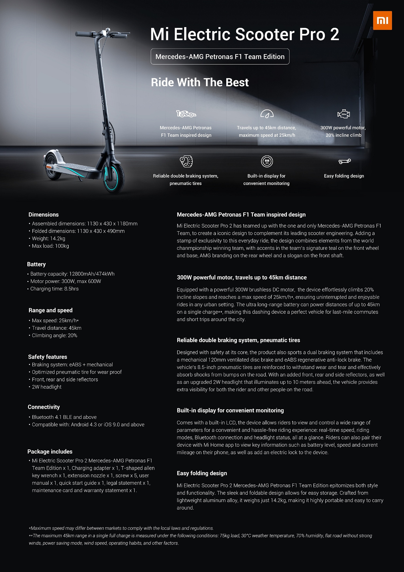Mi Electric Scooter Pro 2 Mercedes-AMG Petronas F1 Team - onepager