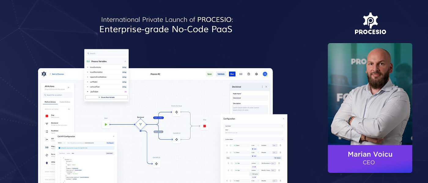 PROCESIO anunță lansarea privată internațională a platformei sale inovatoare, bazată pe tehnologia No-Code