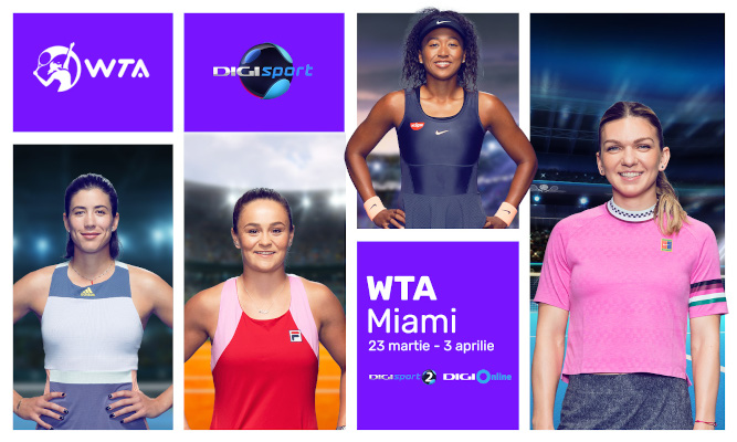 WTA Miami se vede în exclusivitate la Digi Sport. Simona Halep va evolua din turul al doilea