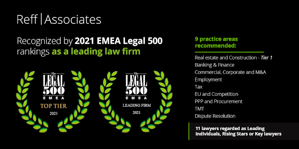 Reff & Asociații | Deloitte Legal, desemnată de Legal 500 EMEA 2021 printre liderii societăților de avocați în nouă arii de practică
