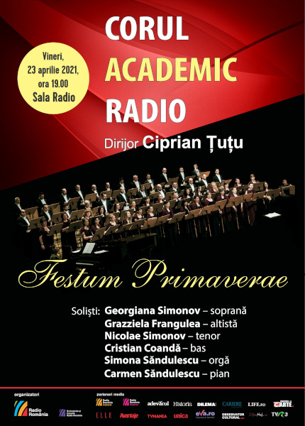 FESTUM PRIMAVERAE (Sărbătoarea primăverii): concert LIVE al Corului Academic Radio, la 81 de ani de activitate