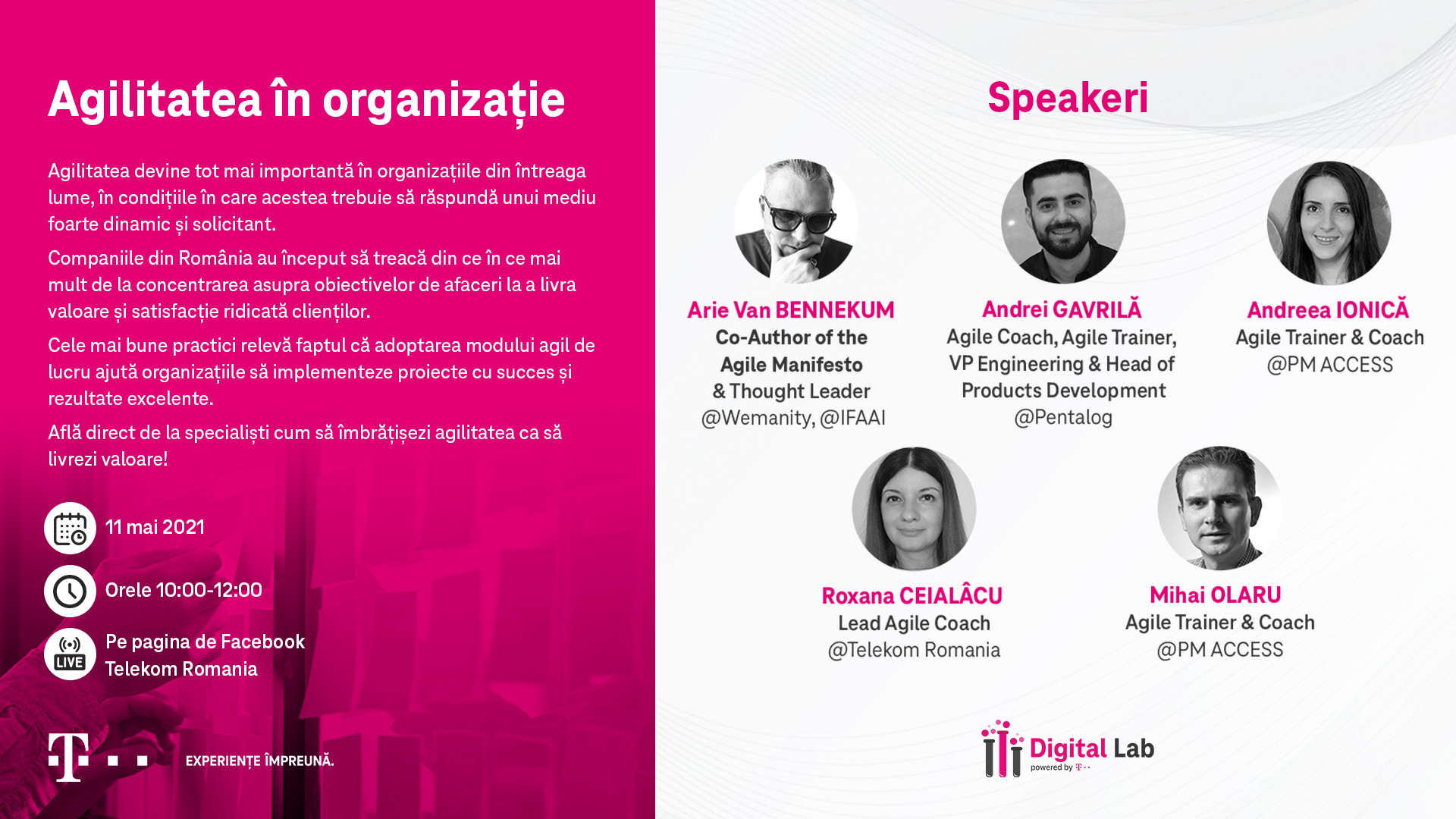 Telekom Romania organizează conferința online “Agilitatea în organizație – ce înseamnă și cum ne ajută să ne organizăm în noua realitate”