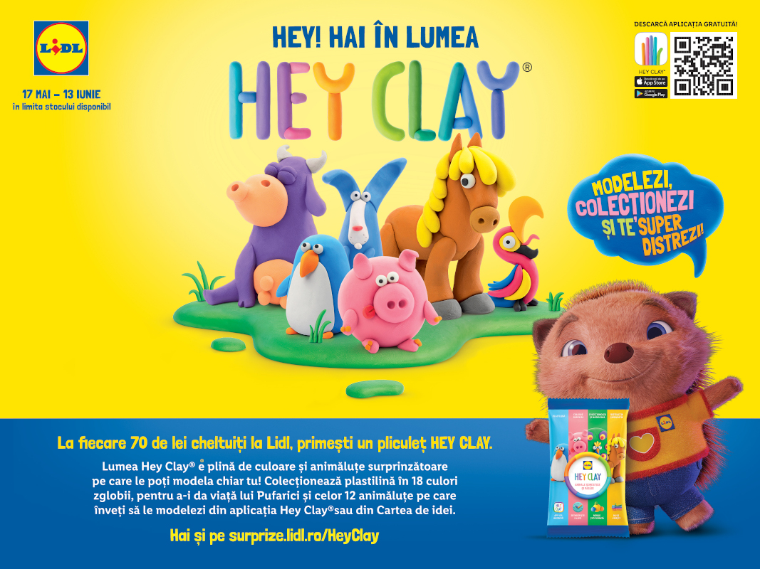 Lidl România deschide porțile creativității celor mici și aduce universul Hey Clay în toate magazinele din țară