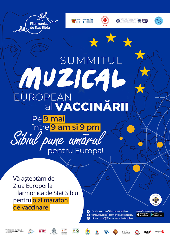 Pe 9 Mai, vino să te vaccinezi la Summit-ul Muzical de la Filarmonica de Stat Sibiu