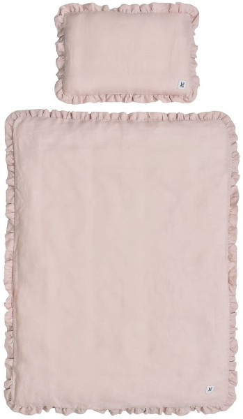 Set păturica matlasata din in si perna pentru copii BELLAMY Dusty Pink