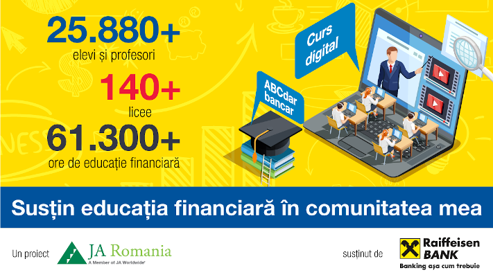 Peste 25.800 de liceeni și profesori din 81 de localități au urmat cursul de educație financiară ABCdar bancar, un program Junior Achievement România și Raiffeisen Bank