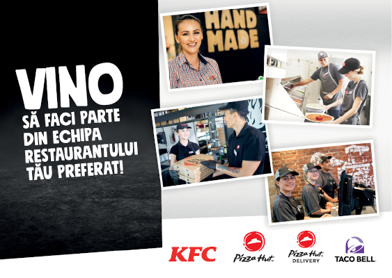 Campanie de recrutare inedită în București. KFC, Pizza Hut și Taco Bell organizează un târg de joburi față în față