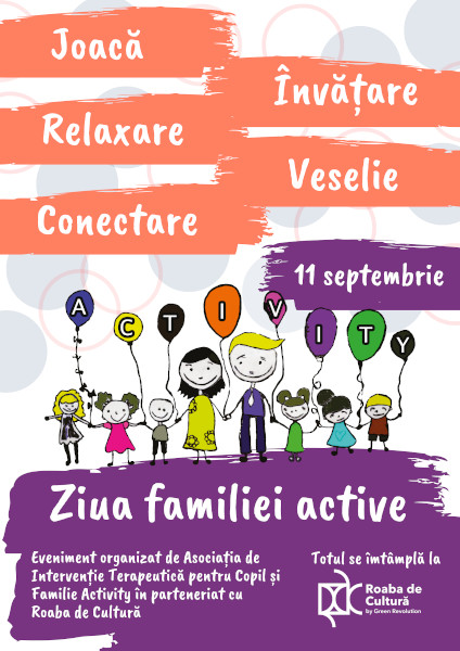 Asociația Activity dă tonul la relaxare la ZIUA FAMILIEI ACTIVE pe 11 septembrie la Roaba de cultură, în parcul Regele Mihai I (Herăstrău)