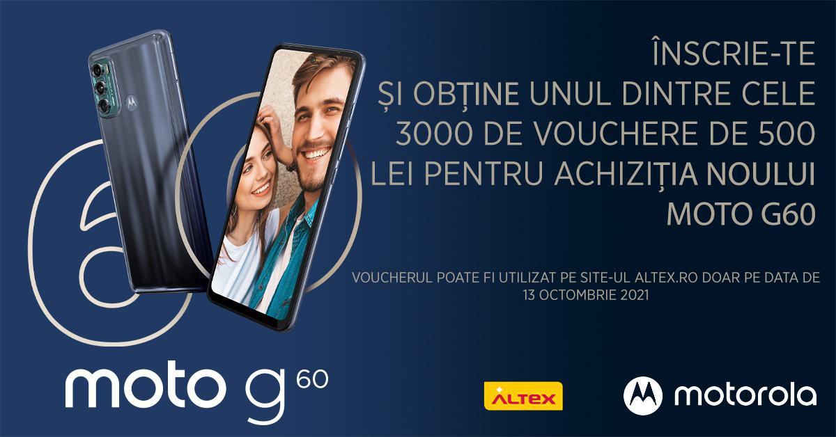 Motorola lansează moto g60 și împreună cu Altex anunță 3.000 de vouchere de 500 lei pentru achiziția telefonului