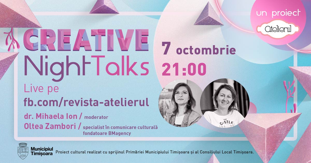 Creative Night Talks în octombrie – despre PR cultural, makerspace, artă contemporană și interdisciplinară