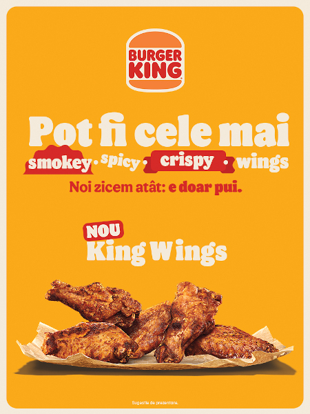 Burger King își diversifică gama de produse de pui – lansează King Wings, aripioare de pui gătite în stil american