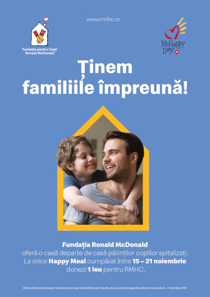 Fundația pentru Copii Ronald McDonald: apel de strângere de fonduri pentru continuarea proiectelor care țin familiile împreună