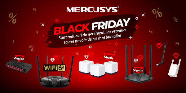 Mercusys anunță reduceri de Black Friday pentru zeci de produse cu tehnologii de top