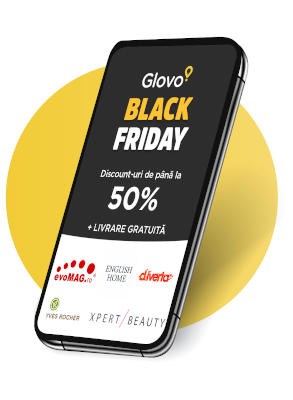 Black Friday la Glovo: Sute de produse vor avea reduceri de până la 50% în aplicație în perioada 12 – 28 noiembrie, în 7 orașe din țară